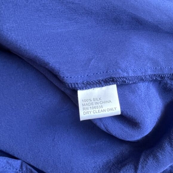 Madison Marcus Royal Blue Silk Maxi Dress Womens Small Layered High Slit - Picture 8 of 11